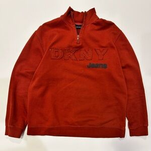 DKNY Men's size XL 1/4 Zip-Up Sweater in Rich Red